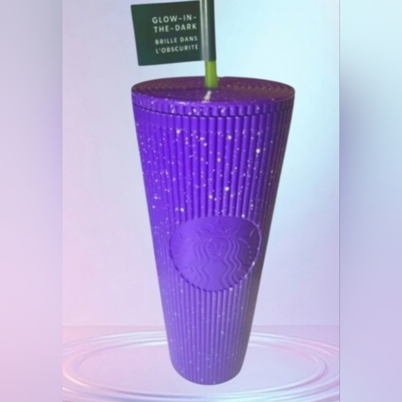 "Easter"New Starbucks 2024 Glow-In-The-Dark Purple Cold Tumbler 24oz Straw Bling - Picture 12 of 13